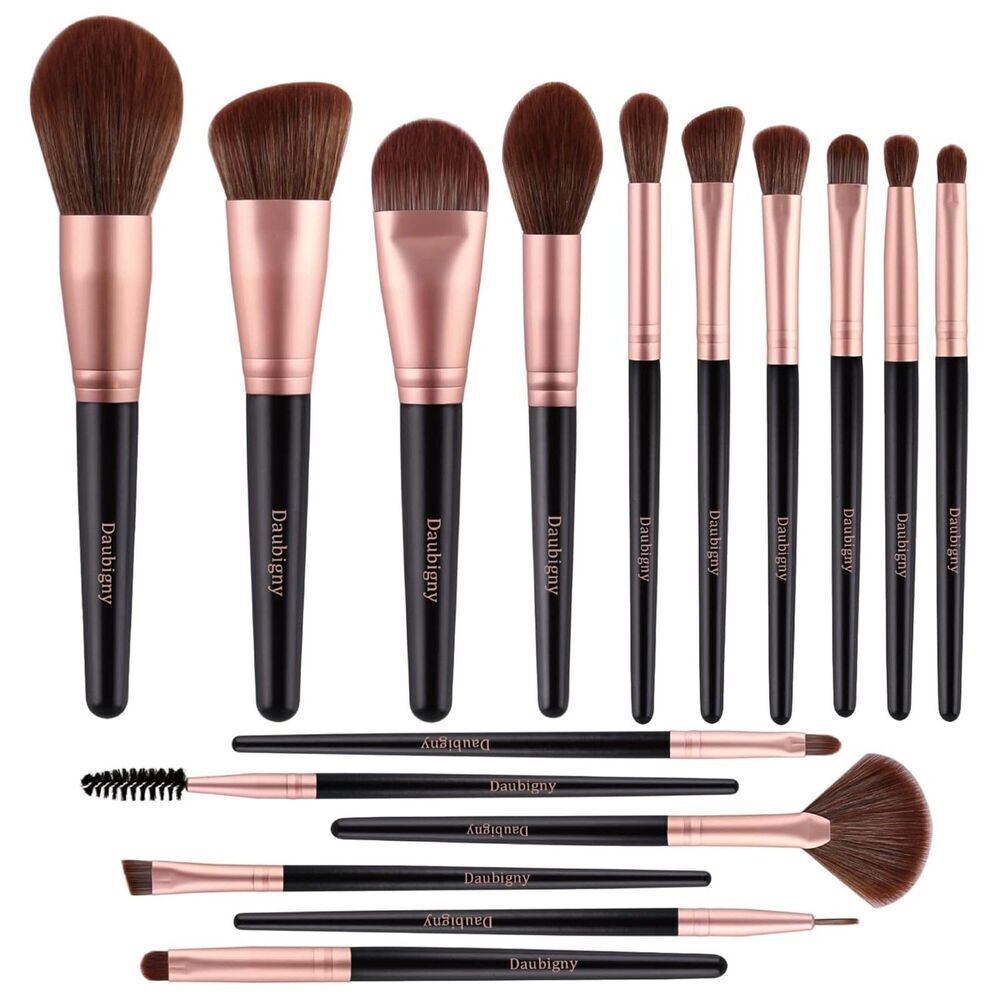 Daubigny 16Pieces Black Complete Premium Synthetic Professional Makeup Brushes
